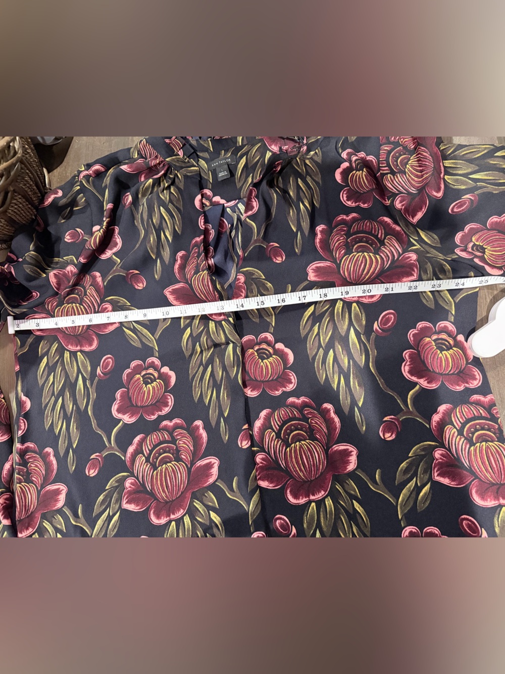 Coordinating Wide-Leg Trousers Set, V-Neck Burgundy Oversized Floral Print - Picture 11 of 14